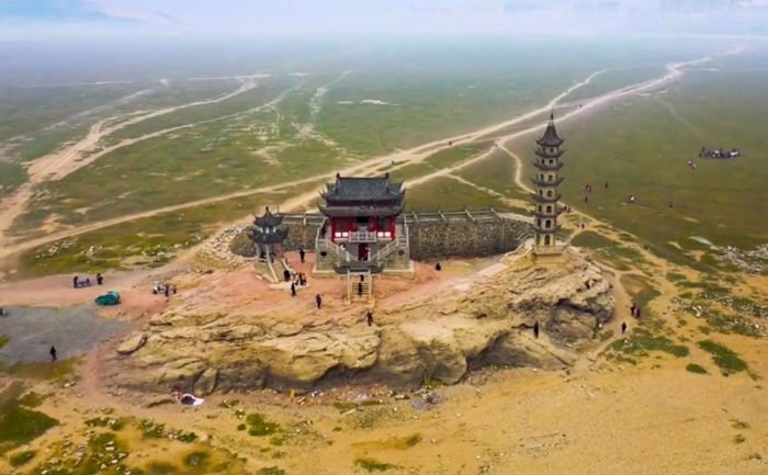 快来围观:2021年的鄱阳湖神秘宫殿落星墩开始全部露水面了